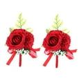 thumbnail image 5 of DRAFIDEEP Faux Flower Corsage Red 2Pcs 4.3X3.9in Wedding Decoration, 5 of 8