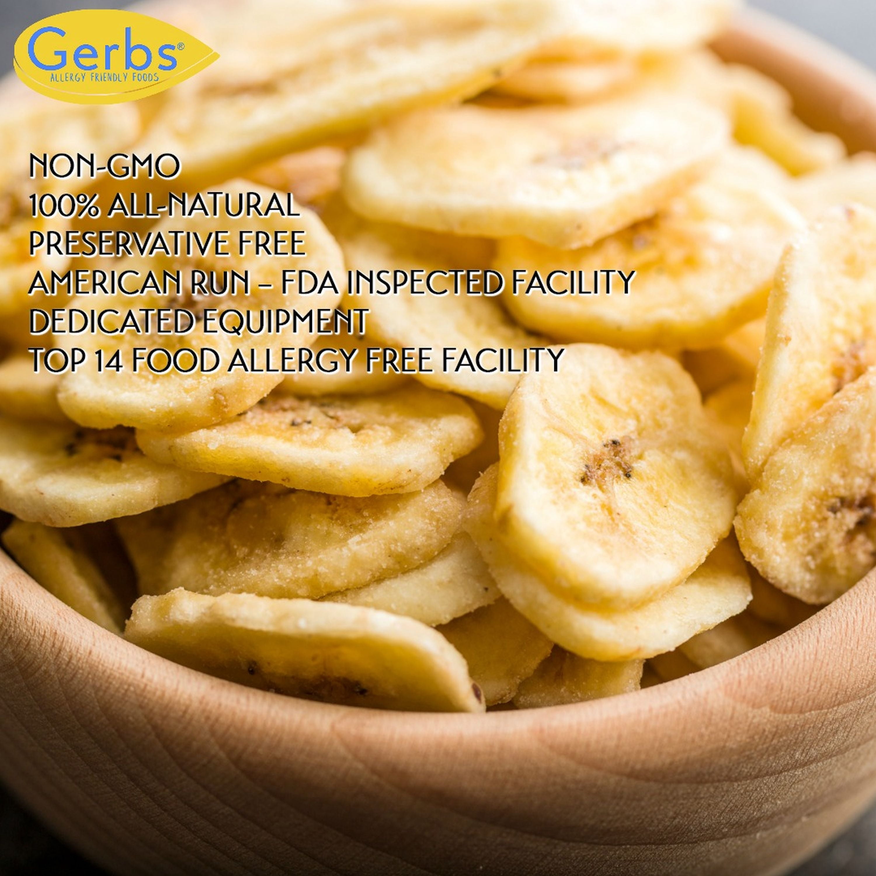Banana Chips by Gerbs - 2 LBS - Sweetened - Unsulfured - Top 14 Food Allergen Free & NON GMO