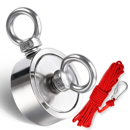 

350-1300LBS Single Ring Fishing Magnet Kit Pull Force Heavy Duty Strong Neodymium Magnet 1300LBS