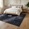 thumbnail image 3 of ODIKA 6'x9' Washable Area Rug Sky Galaxy Cloud Motif With Cosmic Moon And Star Border Starry Flowing Dynamic for Dining Room, Under Table, Office Décor, Non-Slip Chair-Friendly, 3 of 7