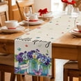 thumbnail image 5 of Table Runner - 90 Inch Long, Hello Spring Kitchen Dining Table Runner Dresser Scarves, Pastoral Purple Bottle Floral Rustic Burlap Farmhouse Decor for Coffee Tables Wedding Party Banquet, 5 of 8