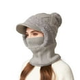 thumbnail image 2 of Linnome Plush Hat and Scarf Integrated Knit Cap Warm Winter Accessory for Cold Weather Daily Use and Outdoor Adventures, 2 of 7