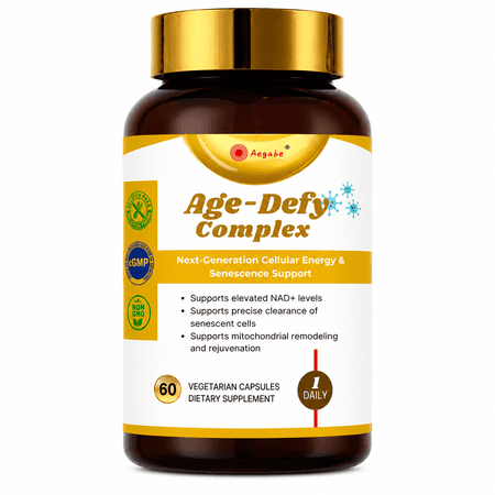 Aegabe Advanced 4-in-1 Cellular Longevity Formula with NR, Urolithin A, Fisetin & Trans-Resveratrol - 60 Capsules (2-Month Supply) - One Capsule Daily for NAD+ Boost & Mitochondrial Renewa