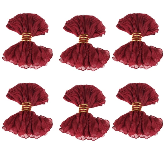 Naiovety Paquete de 6 servilletas plisadas de gasa balinesa para decoración de bodas y fiestas, elegantes para un día especial. Mostrada vino tinto