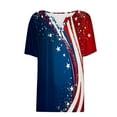 thumbnail image 5 of Womens 4Th Of July Patriotic T-Shirts，Summer Independence Day Tee Shirts for Womens American Flag Printed Tunic Top Henley Neck Tees Front Button Short Sleeve Tops Beach Holiday Usa Flag Star Blouses, 5 of 5