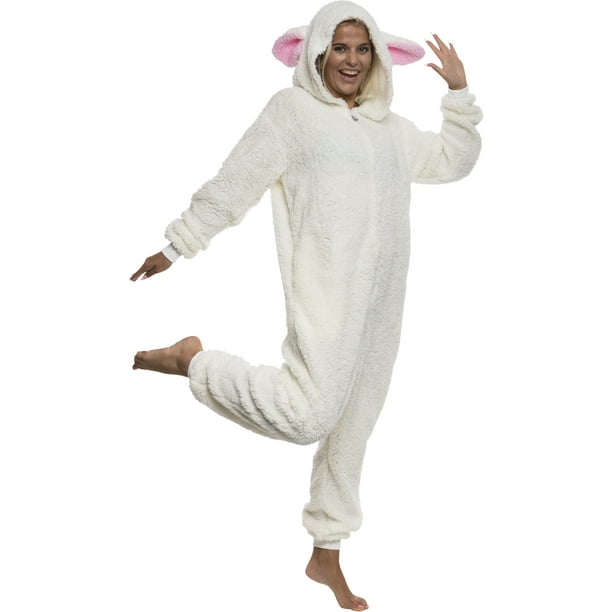 Funziez! Lamb Pajamas - Adult Farm Animal Costume - Sheep Pj’s (White