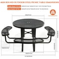 thumbnail image 2 of Gaonala 46" Round Outdoor Picnic Table Set 4 Built-in Benches Umbrella Hole Metal Commercial Grade Seats 8 for Garden Backyard (Black), 2 of 8