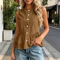 thumbnail image 2 of Kukoosong Women's Button Down Sleeveless Peplum Tank Tops, Ruffle Flared Hem Blouse, Lightweight Casual Vest Shirts for Summer Office Beach Daily Outfits, 2 of 7