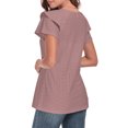 thumbnail image 5 of Dreamfish Women's Summer Tops V Neck T Shirt Ruffle Short Sleeve Eyelet Top Casual Eyelet Blouse, 5 of 7