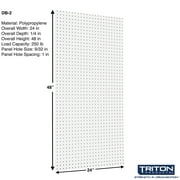 Triton Products® DB-2 White Polypropylene Pegboards, Two 24 x 48 x 1/4 Pegboards