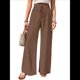 thumbnail image 2 of Pantalones de Salón de Pierna para Mujer, Cintura Alta, Ajustables, con Nudo de Lazo, Holgados. Color Café L, 2 of 10