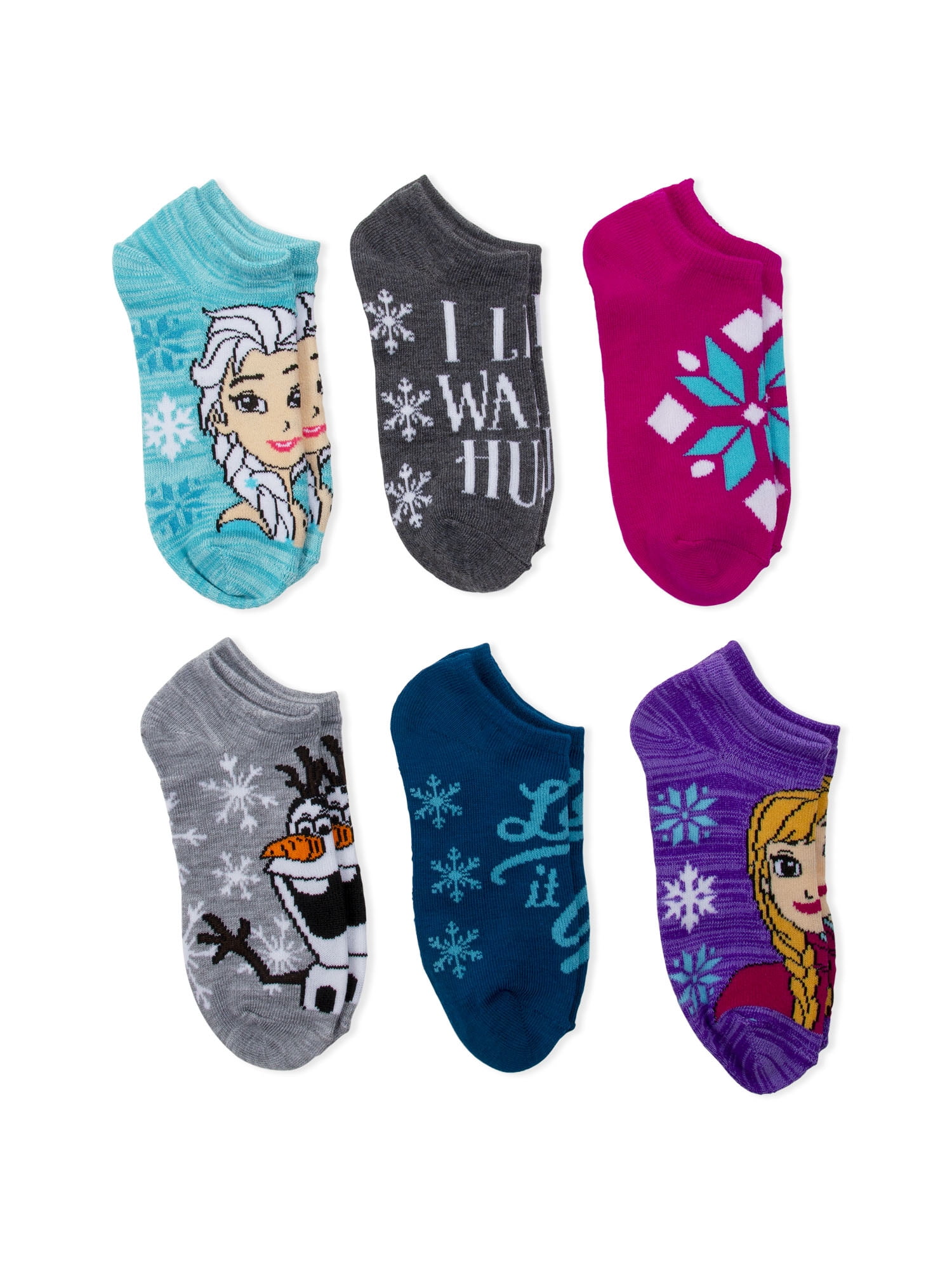 Disney Frozen Girls' Elsa Socks, 6 Pack Multi Color (Little Girls & Big