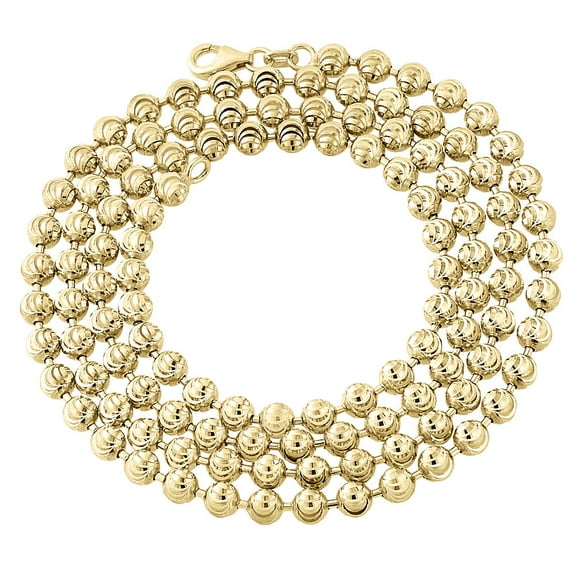 10k Yellow Gold Moon Cut Style Link New Solid Chain Necklace (4mm) 34"