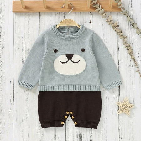 

Hunpta Newborn Infant Boy Girl Cartoon Bear Knitted Sweater Baby Jumpsuit Romper Cotton 1 Piece Outfits Clothes