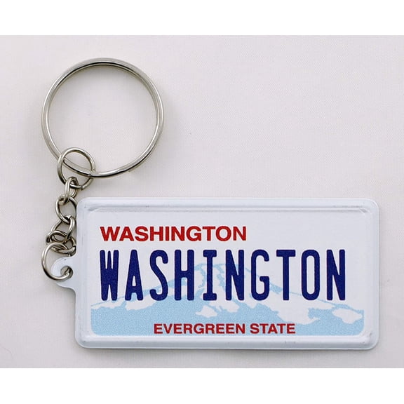 Washington License Plate Aluminum Ultra-Slim Rectangular Souvenir Keychain