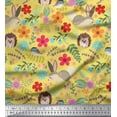 thumbnail image 1 of Soimoi Polyester Crepe Fabric Floral,Rabbit & Porcupine Cartoon Fabric Prints by Yard 52 Inch Wide, 1 of 1