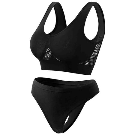 Njoeus Everyday Bras Plus Size Sports Bra Women s Wire Free Push Up Bras Seamless Comfort Breathable Wireless Sports Bra and Panty Sets for Women Underwear Set Yoga Bra