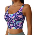 thumbnail image 2 of KLL crystal Skull mushroom for Workout Tank Tops for Women,U Back Fitness Top Built in Shelf Bras Padded Fit for Yoga Gym-Large, 2 of 8