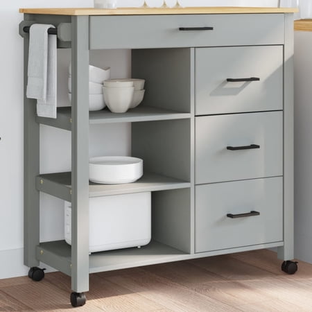 vidaXL Kitchen Trolley MONZA 33.1 x15.7 x34.8 Solid Wood Pine
