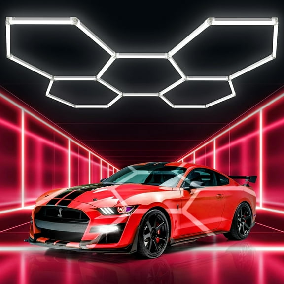 Glitnous Hexagon Garage Led lights, 25 Pack 240W Garage Lights Ceiling Led Work Light, Super Bright 7000K Hexagon Honeycomb Led Shop Lights for Garage Warehouse Workshop