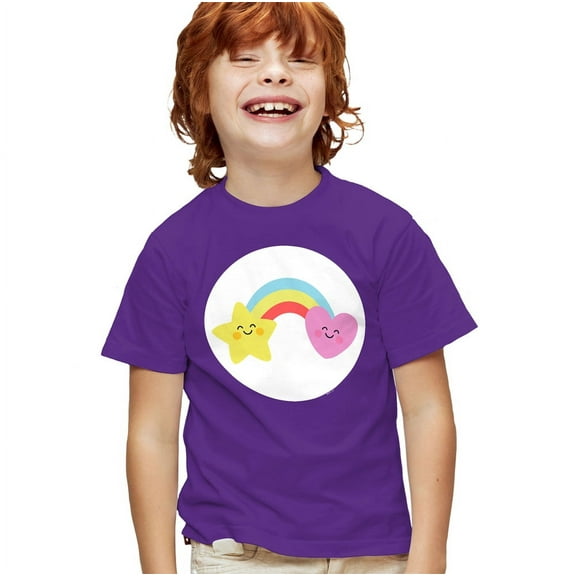 Care Bears: Unlock the Magic Best Friend Bear Belly Kids T Shirt for Youth Boys and Girls, Purple, Large