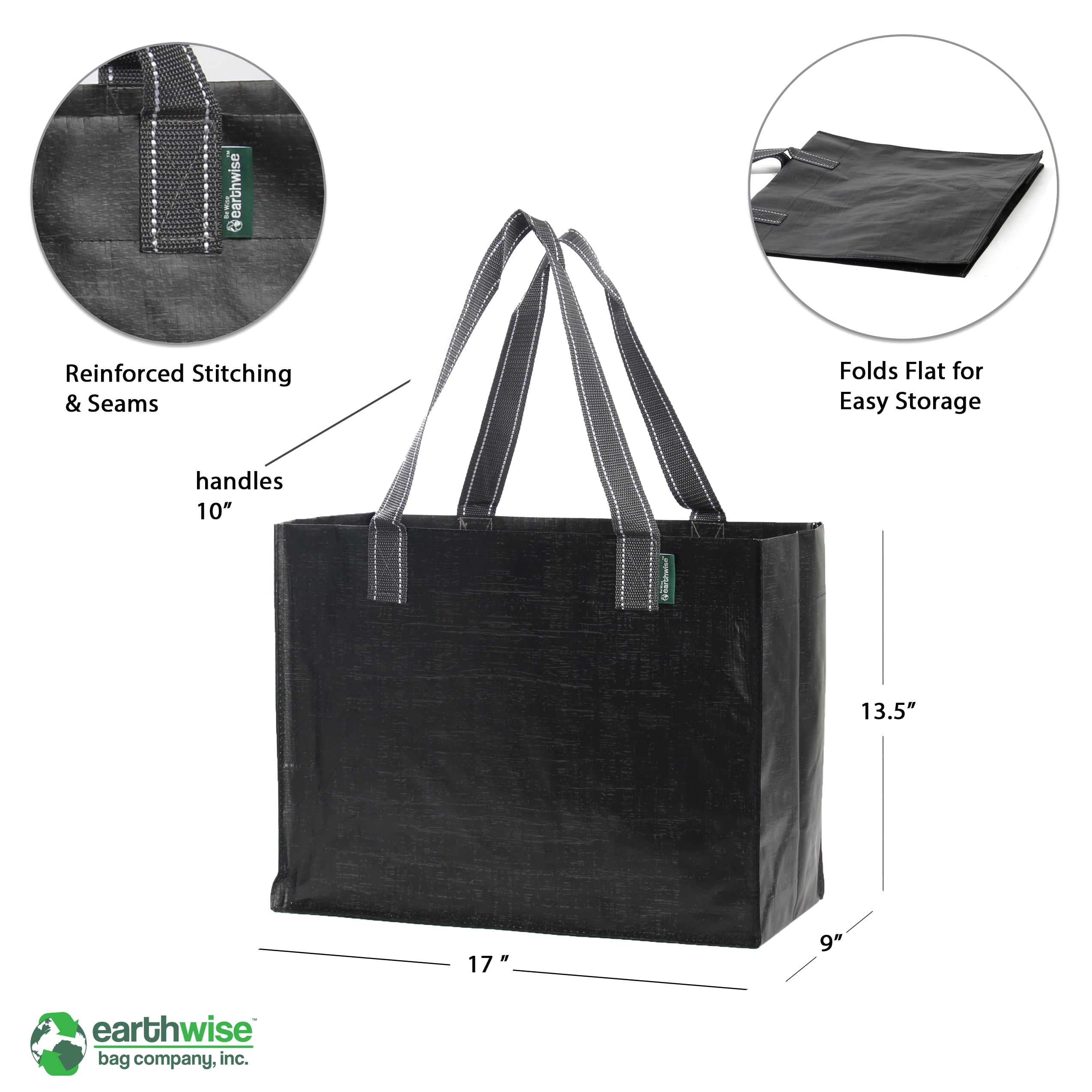 Details about   Earthwise Reusable Grocery Bags Heavy Duty Multi Purpose Utility Tote 2 Pack 