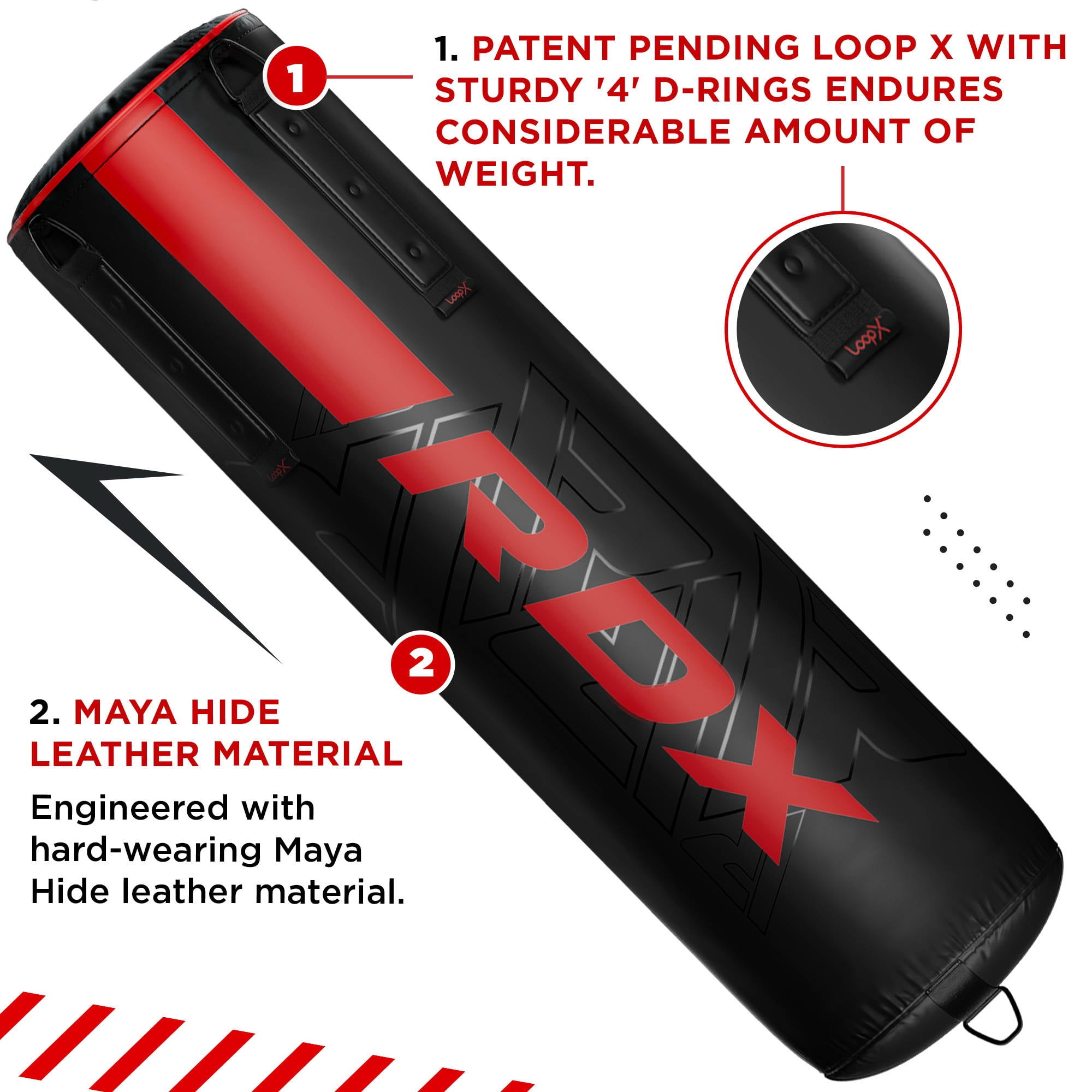 RDX Punch Bag 60lb&80lb, Leather Adult Punch Bag and Boxing Gloves, 5ft, Red