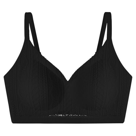 LLYwey Bras for Women Front Closure Deals Women s Woven Seamless Thin Underwear Large Chest Small Push up No Underwire Bra Women Size Nylon Back-Smoothing Bra Style LW-297 Black L