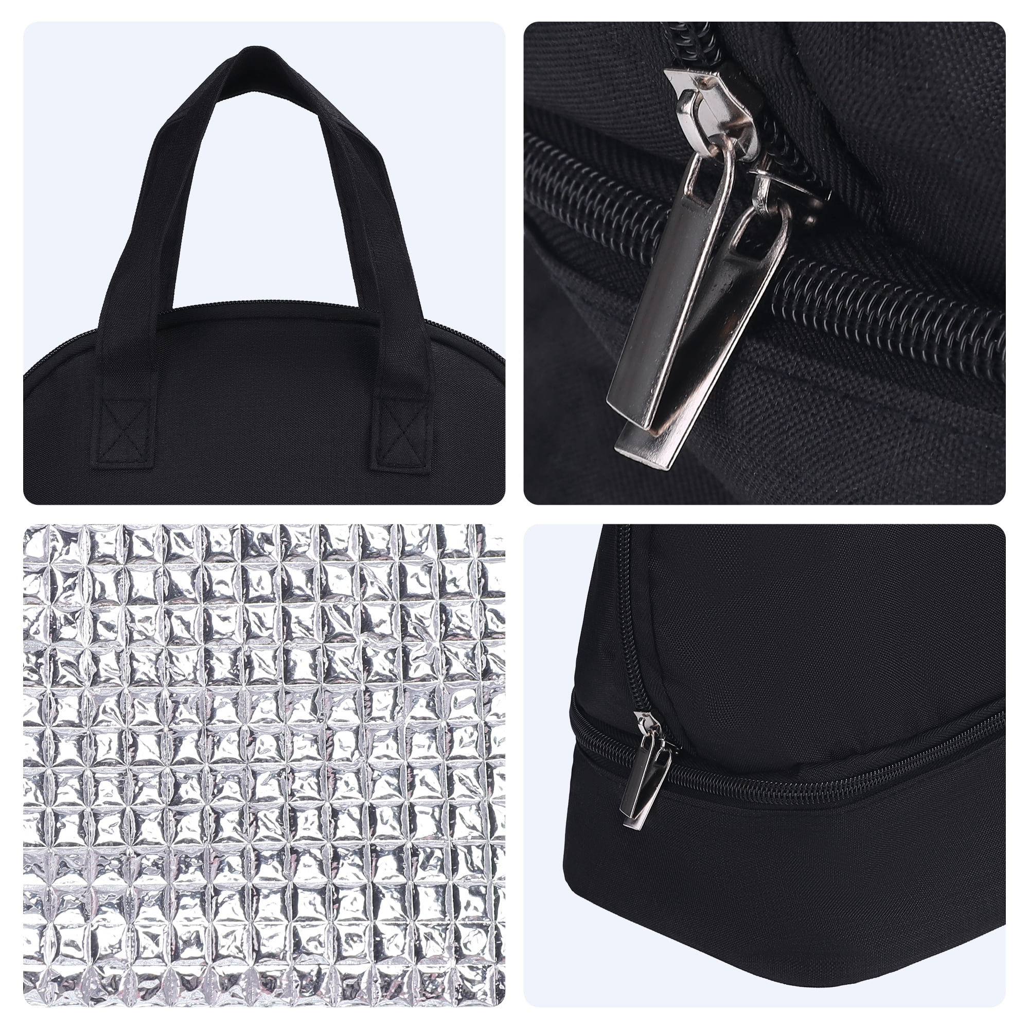 Unique Bargains Lunch Bag Insulated Bag Cute Tote Bag Black