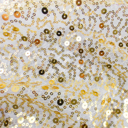 Gold Sequin Lace Mesh, Fabric By the Yard