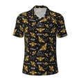 thumbnail image 2 of Daiia Hohey Bee Golden Embroidery Pattern Men’s Polo Shirts,Solid Deck Shirt,Classic Fit, Breathable Cotton Polo for Casual and Sport Wear-X-Large, 2 of 7