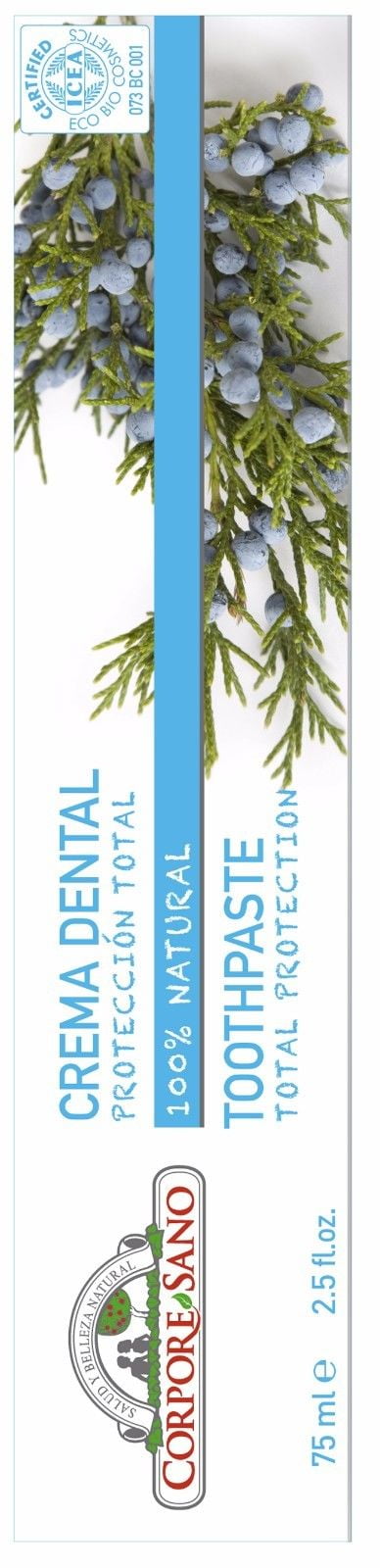 Corpore Sano Total Protection Toothpaste-Juniper,Thyme,Rosemary,Sage, Mint-FLUOR/SLS FREE-CERTIFIED ORGANIC- Natural -75 ml/2.5 fl oz
