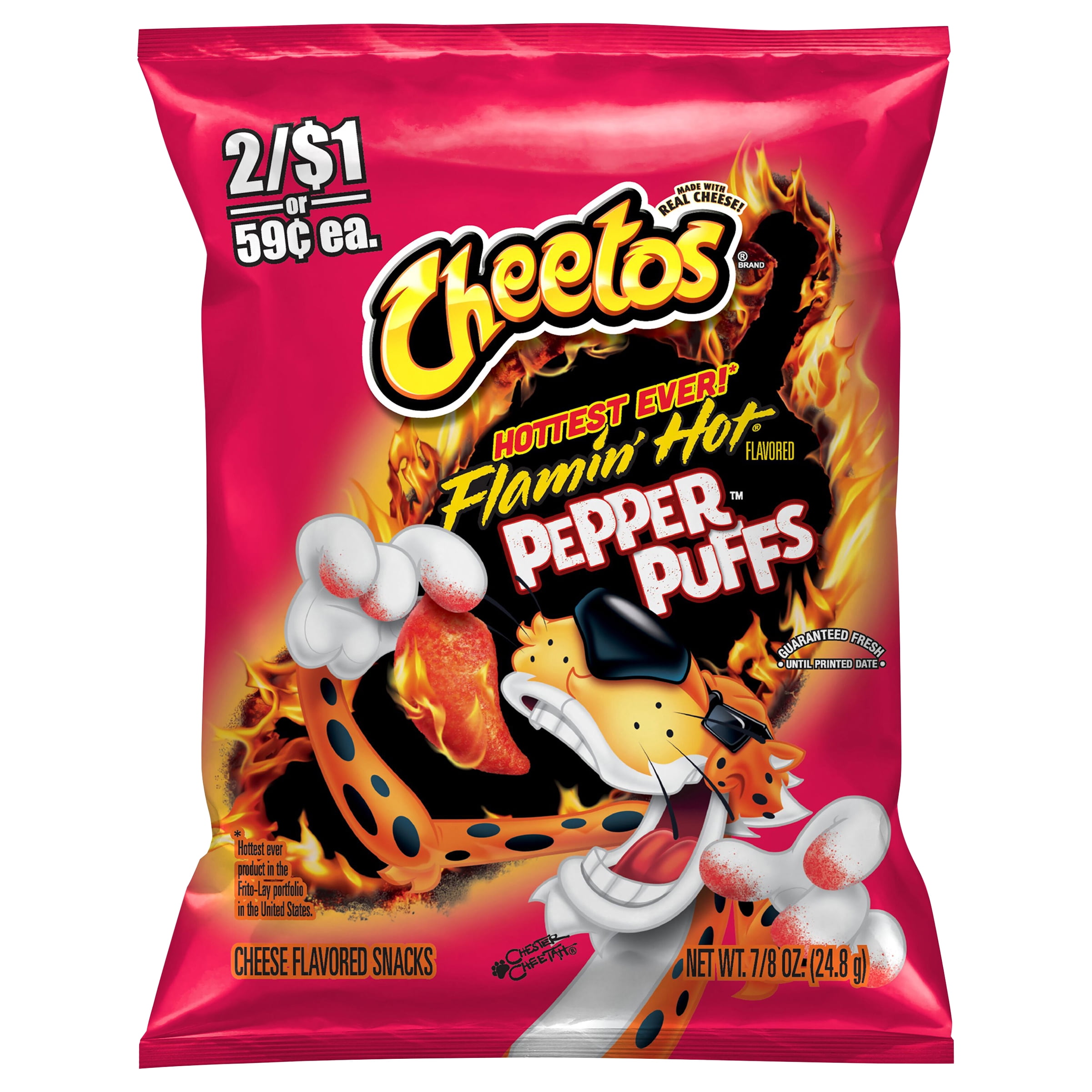 Cheetos Pepper Puffs Hottest Ever Cheese Flavored Snacks Flamin' Hot Flavored 7/8 Oz