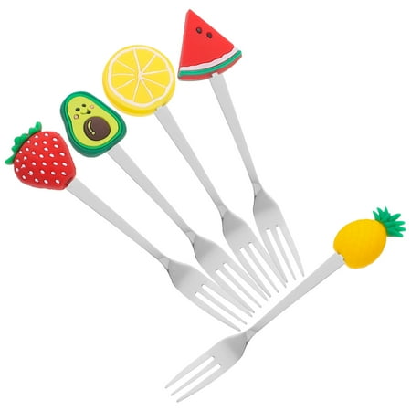 

5 Pcs Cartoon Fruit Fork Appetizer Picks Fruit Food Sticks Red Strawberry Cake Party Stainless Steel 12.50X1.30X1.00CM