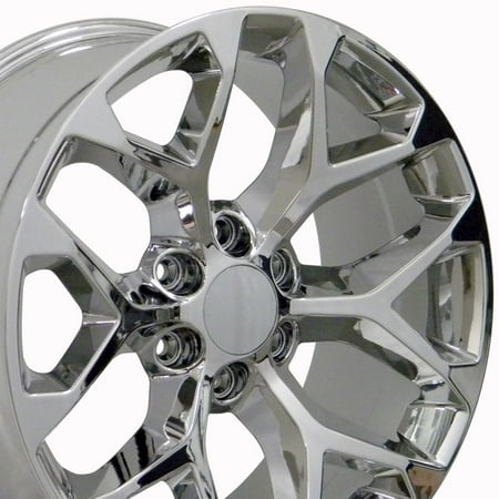 20 Inch Snowflake- Fits Chevy Silverado, Tahoe, GMC Sierra, Yukon, Cadillac Escalade - CV98 Chrome 20x9 Rim Hollander