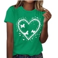 thumbnail image 3 of Sentmoon Blouse pour Femmes Hauts d'Été pour Femmes Mode Décontractée pour Dames Chemise Imprimée à Col Rond à Manches Courtes Agréable pour le Travail et le Bureau Vert P, 3 of 5
