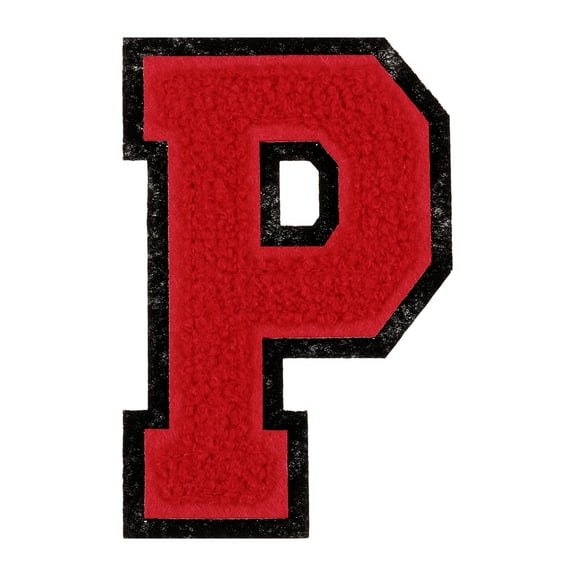 Chenille Letter Patches, 4" Alphabet P Iron on Patches for Repairing Clothing Jeans Shoes Hats DIY (Red)