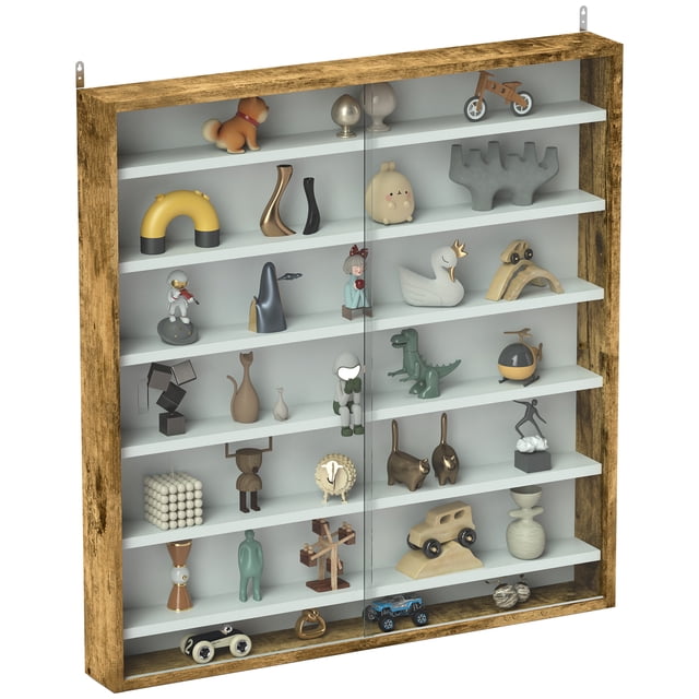 HOMCOM 7-Storey Wall Shelf Display Cabinet, Shot Glass Display Case