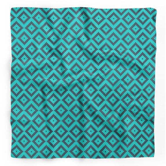 Bimba Green Square Geometric Printed Pure Silk Scarf For Hair Neck Head Bandanas For Women 40 x 80 Inches