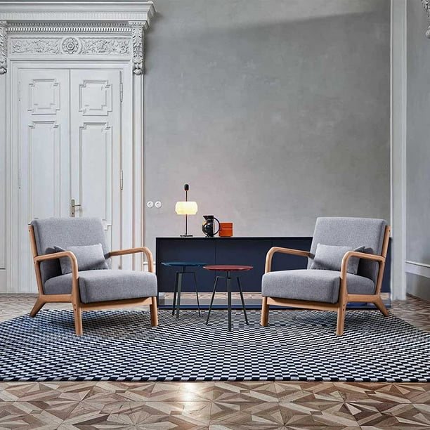 Bonzy Home Mid Century Modern Accent Chairs Set of 2, Single Fabric