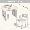 thumbnail image 3 of Kids Desk and Chair Set, Height Adjustable Childrens Study Desk, Graffiti Table for 3-12 Years, Kids Art Table with Side Bookshelf and Storage, Multi-Functional for Bedroom & Study Room(Grey), 3 of 7