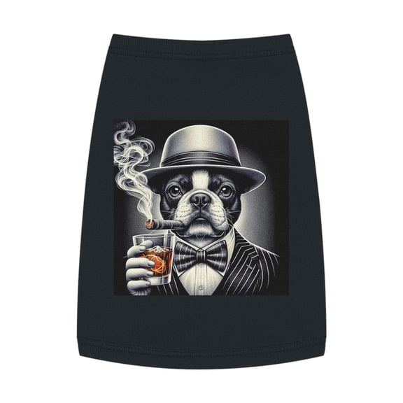 Pet Tank Top Boston Terrier Drinking Whiskey Shirt