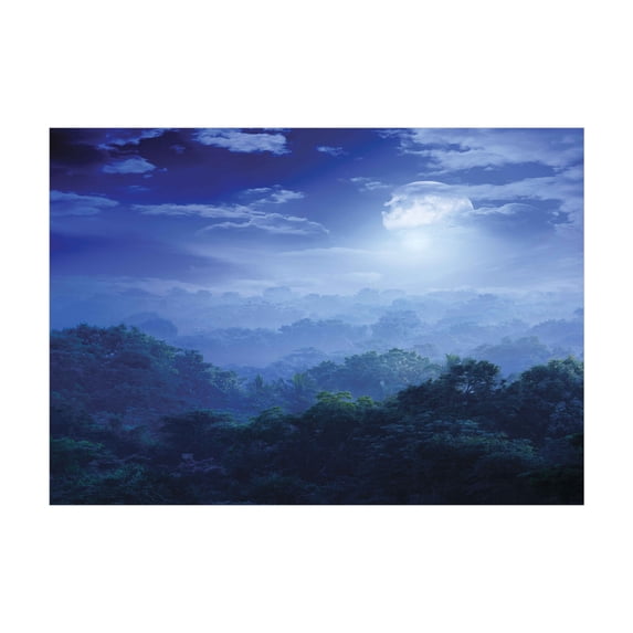 Ambesonne Fantasy Jigsaw Puzzle, Sri Lanka Rainforest, Heirloom-Quality Fun Activity for Family Durable Cardboard, 1000 pcs, Green and Blue