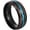 Black, variant on Unisex Stainless Steel Unique Hawaiian Koa Wood Inlay Dome Abalone Shell Imitation Opal Center Wedding Bands Ring Comfort Fit