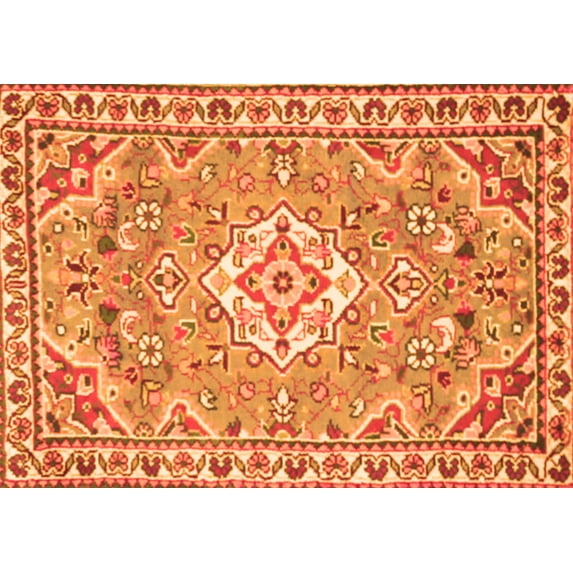 Ahgly Company Indoor Rectangle Medallion Orange Traditional Area Rugs, 3' x 5'