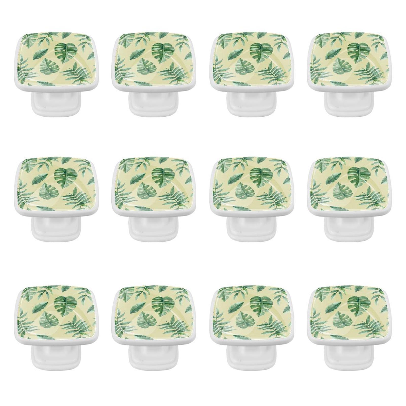 Ownta Square 12 Pcs Leaf Tropical Door Knobs with Screws for