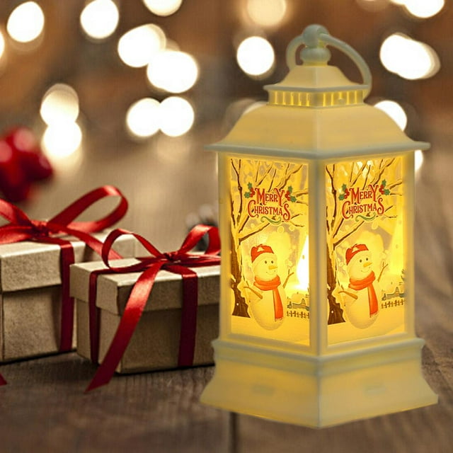 Feltree Lighted Christmas Decor Battery Include Clear LED Lights Hanging Lantern Christmas Tree Pendant Novel Props Light for Xmas Party Home Candlestick Decor Lights