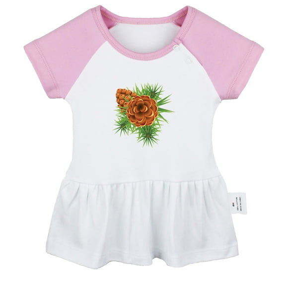 Nature Fir Tree Pattern Dresses For Baby, Newborn Babies Skirts, Infant Princess Dress, 0-24M Kids Graphic Clothes (Pink Raglan Dresses, 12-18 Months)