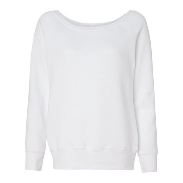 Bella Canvas Sponge Fleece Wide Neck Sweatshirt 7501 S Solid White Triblend Walmart