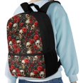 thumbnail image 4 of Uourmeti Large Storage Space 17 Inch Backpack for Travel Work, Spacious Compartment Non Fade Multiple Pockets School Backpack, Skull Roses Pattern, 4 of 6